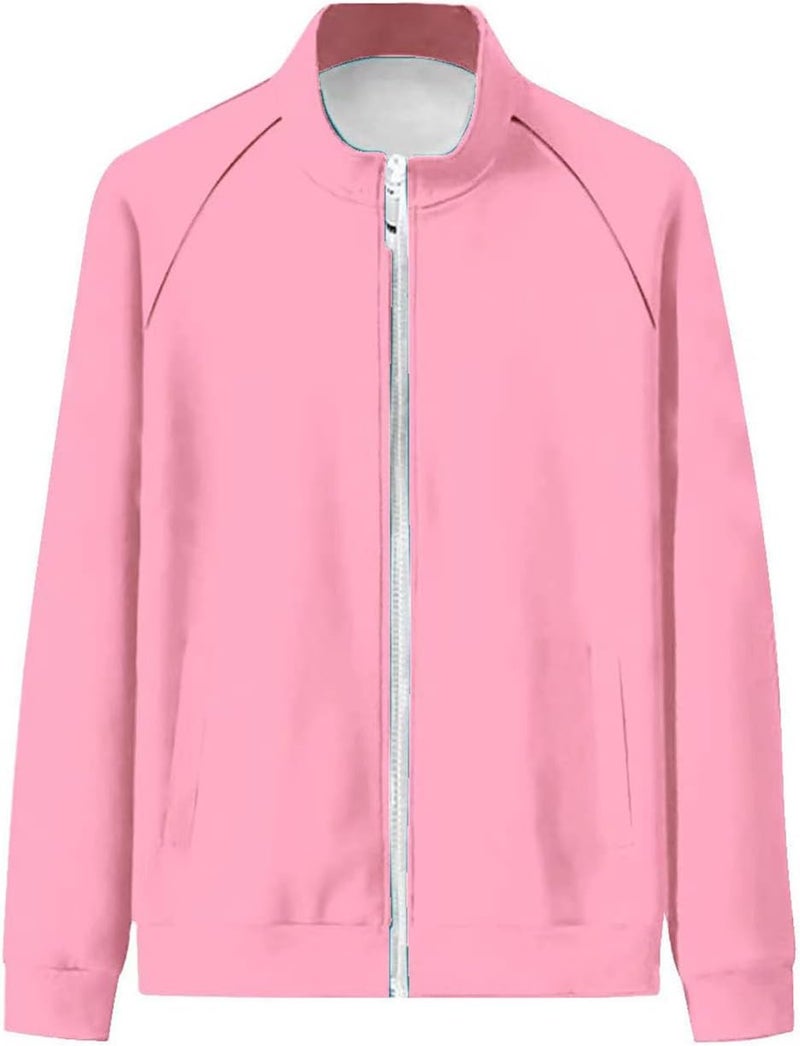 Vecborn Womens Girls Pink Jacket Rydell School Zipper Collar jacket Sisters Sweatshirt Hoodie - Image 2